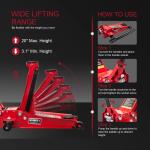 Hukums 3.5 Ton Double Piston Hydraulic Trolley Jack, 510 mm Maximum Lifting Height