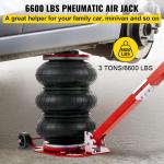 Hukums 3 Ton(6600 LBS) Triple Bag Pneumatic Air Jack Quick Lift with Extension Handle, 400mm Max. Lifting Height