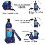 Leo 5 Ton Capacity Hydraulic Bottle Jack for Hatchback Cars - 356mm Max. Lifting Height