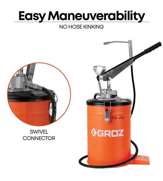Groz 10 Kg Grease Pump Bucket with Multi Modes Settings (VGP/10A)