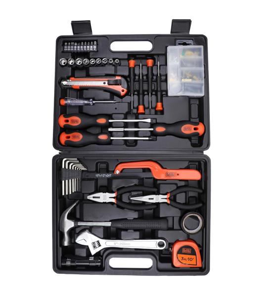 BLACK+DECKER BMT126C Compact Hand Tool Kit (126-Piece) for Household DIY & Emergency Maintenance, 6 Months Warranty